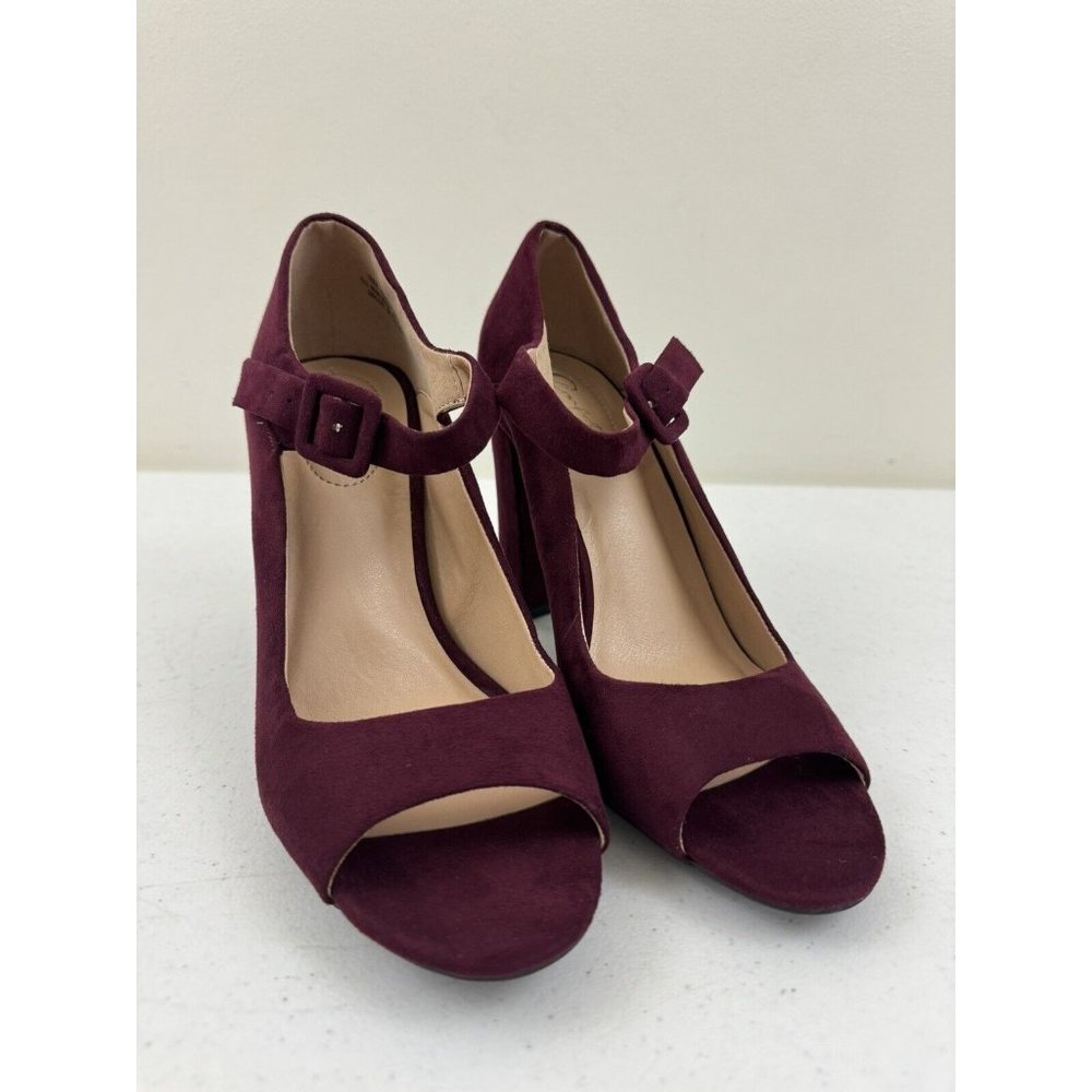 Comfort Est 1946 Burgundy Block Open Toe High Heels Size 8 M